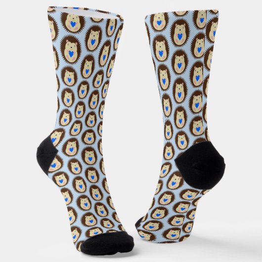 Baby Boy Blue Herz Igel Gemustert Socken (Gewinkelt)