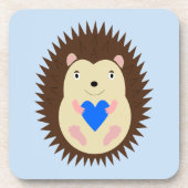 Baby Boy Blue Herz Igel Getränkeuntersetzer (Vorderseite)