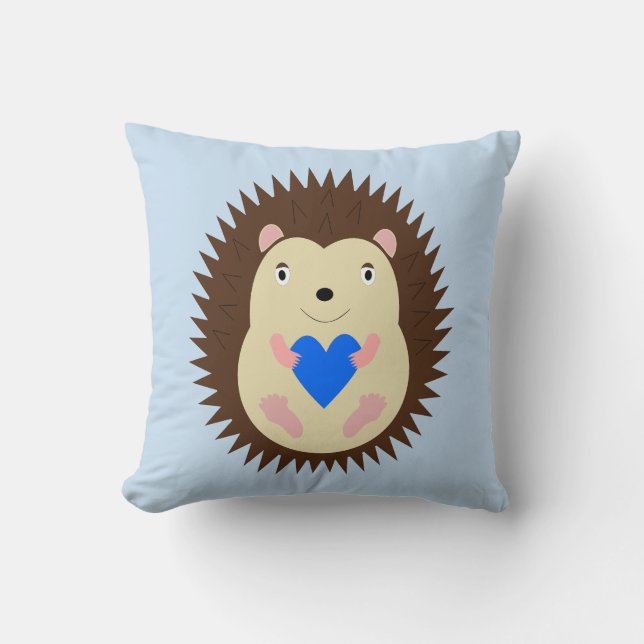 Baby Boy Blue Herz Igel Kissen (Vorderseite)