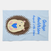 Baby Boy Blue Herz Igel Maßgeschneidert Geschirrtuch (Horizontal)
