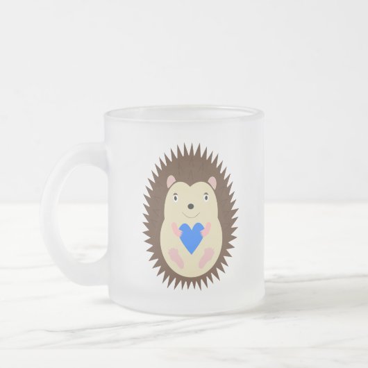 Baby Boy Blue Herz Igel Mattglastasse (Links)