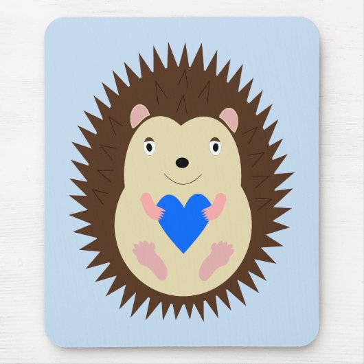 Baby Boy Blue Herz Igel Mousepad (Vorne)