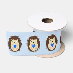 Baby Boy Blue Herz Igel Muster Satinband