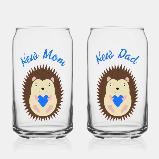 Baby Boy Blue Herz Igel Neue Eltern Dosenglas (Vorderseite)