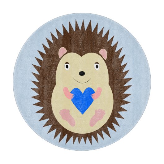 Baby Boy Blue Herz Igel Schneidebrett (Vorderseite)