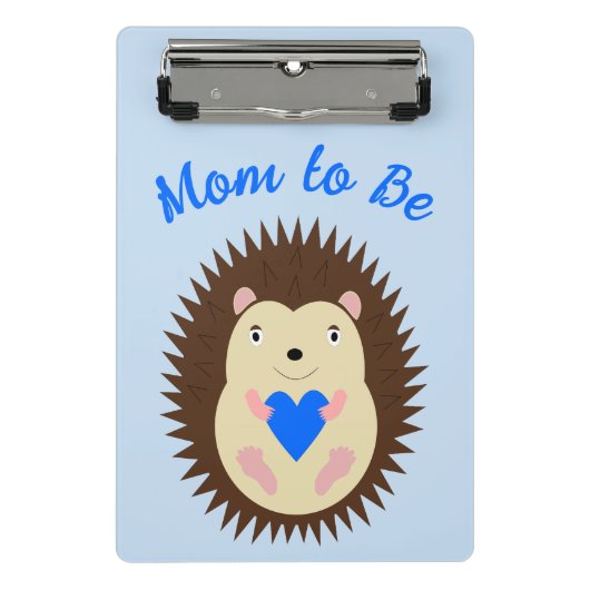 Baby Boy Blue Herz Igel werdende Mutter Mini Klemmbrett (Vorderseite)