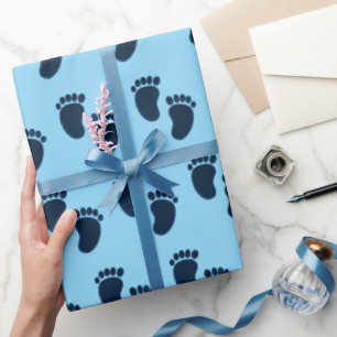 Baby Boy Blue Imitats Stickerei Print Pattern Geschenkpapier