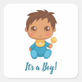 Baby Boy Blue Jumpsuit Custom Text Quadratischer Aufkleber
