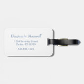 Baby Boy Blue Jumpsuit Individuelle Name Gepäckanhänger (Rückseite horizontal)