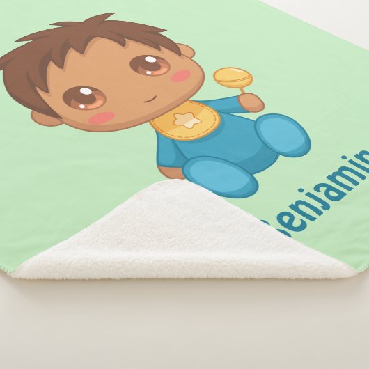 Baby Boy Blue Jumpsuit Individuelle Name Green Sherpadecke (3/4)