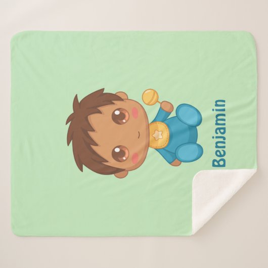 Baby Boy Blue Jumpsuit Individuelle Name Green Sherpadecke (Vorderseite (Horizontal))