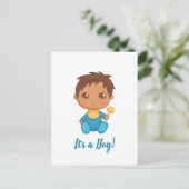 Baby Boy Blue Jumpsuit Postkarte (Stehend Vorderseite)