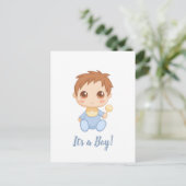 Baby Boy Blue Jumpsuit Postkarte (Stehend Vorderseite)