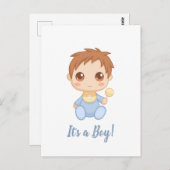 Baby Boy Blue Jumpsuit Postkarte (Vorne/Hinten)