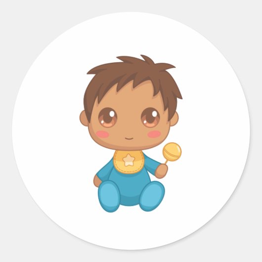 Baby Boy Blue Jumpsuit Runder Aufkleber (Vorderseite)