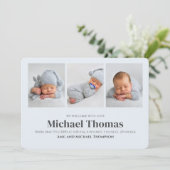 Baby Boy Blue Multi Foto Geburtshinweise (Stehend Vorderseite)