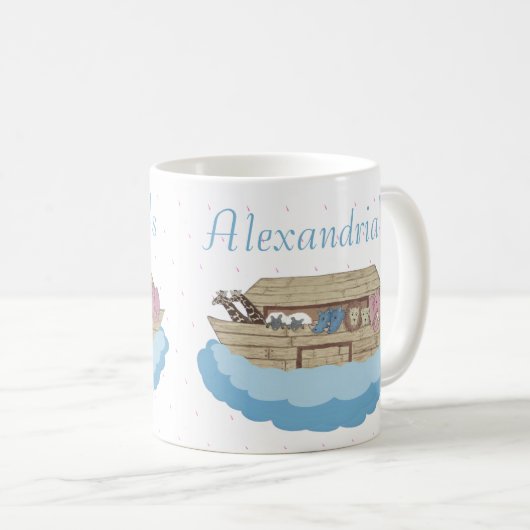 Baby Boy Blue Noah's Ark Baby Duschgeschenk Kaffee Kaffeetasse (VorderseiteRechts)