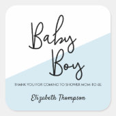 Baby Boy Blue Personalisiert Baby Dusche Quadratischer Aufkleber (Vorderseite)