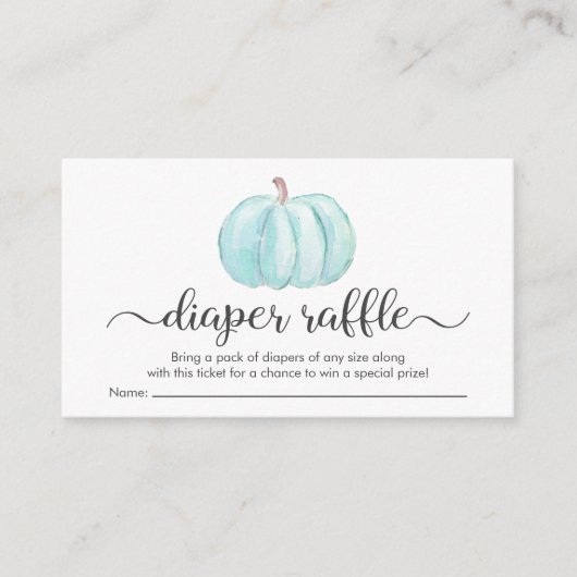 Baby Boy Blue Pumpkin Wineller Raffle Dusche Begleitkarte (Vorderseite)