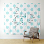 Baby Boy Blue Punkt Script Baby Dusche Wandteppich (Beispiel (Horizontal))