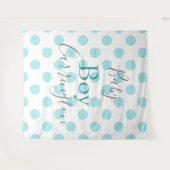 Baby Boy Blue Punkt Script Baby Dusche Wandteppich (Vorderseite (Horizontal))