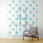 Baby Boy Blue Punkt Script Baby Dusche Wandteppich (Beispiel)