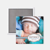 Baby Boy Blue Ribbon Christening Foto Magnet (Vorderseite/Rückseite)