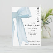 Baby Boy Blue Ribbon Einladung (Stehend Vorderseite)