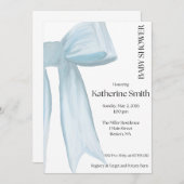 Baby Boy Blue Ribbon Einladung (Vorne/Hinten)