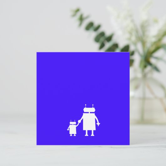 Baby Boy Blue Robot Baby Shooter Einladung (Stehend Vorderseite)