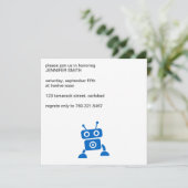 Baby Boy Blue Robot Einladung (Stehend Vorderseite)