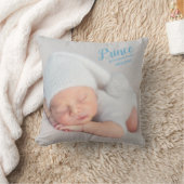 Baby Boy Blue Script Foto Birth Keepake Kinderzimm Kissen (Decke)