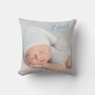 Baby Boy Blue Script Foto Birth Keepake Kinderzimm Kissen