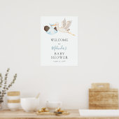 Baby Boy Blue Stork Babydusche Begrüßungspposter Poster (Küche)