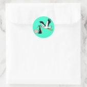 Baby Boy Blue & Stork Runder Aufkleber (Tasche)