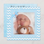 Baby Boy Blue Striping Geburtserklärung Ankündigung (Vorne/Hinten)