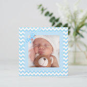 Baby Boy Blue Striping Geburtserklärung Ankündigung (Stehend Vorderseite)
