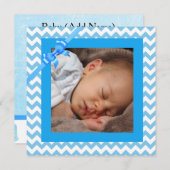 Baby Boy Blue Striping Geburtstagskündigung Ankündigung (Vorne/Hinten)