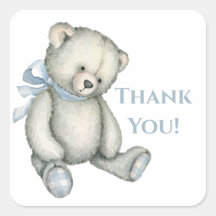 Baby Boy Blue Teddy Bär Wasserfarbe Danke