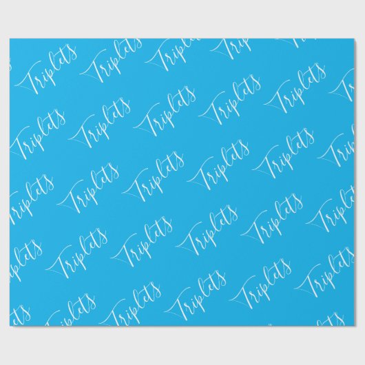 Baby Boy Blue Triplet Boys Script Geschenkpapier (Flach)