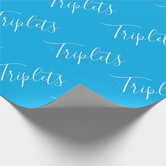 Baby Boy Blue Triplet Boys Script Geschenkpapier (Ecke)
