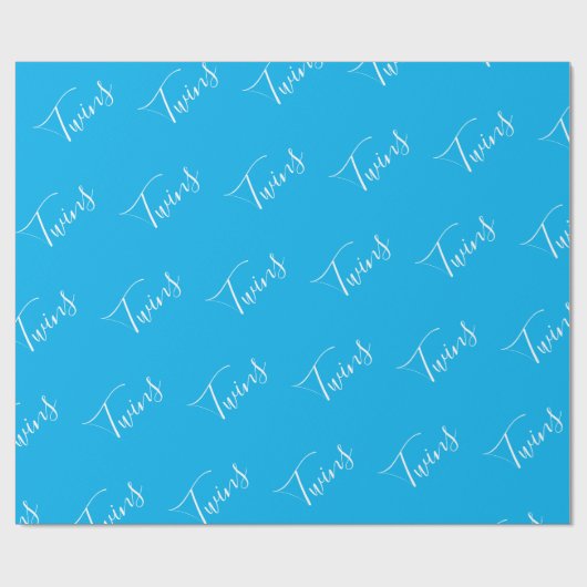 Baby Boy Blue Twin Boys Script Geschenkpapier (Flach)