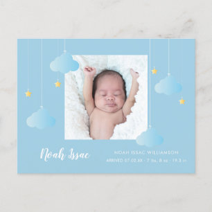 Baby Boy Blue Twinkle Twinkle Foto Süße Geburt Ankündigungspostkarte