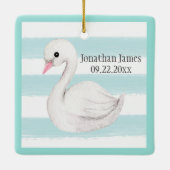 Baby Boy Blue Typografy Name Date Keepake Cerami Keramikornament (Rückseite)