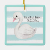 Baby Boy Blue Typografy Name Date Keepake Cerami Keramikornament (Vorderseite)