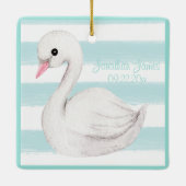 Baby Boy Blue Typografy Name Date Keepake Keramikornament (Rückseite)