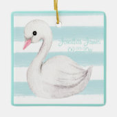 Baby Boy Blue Typografy Name Date Keepake Keramikornament (Vorderseite)