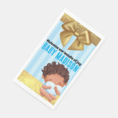 Baby Boy Blue und Gold Babydusche Einladung Serviette (Ecke)