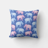 Baby Boy Blue und Pink Indian Elephants Kissen (Vorderseite)