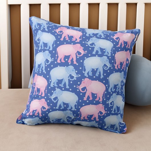 Baby Boy Blue und Pink Indian Elephants Kissen